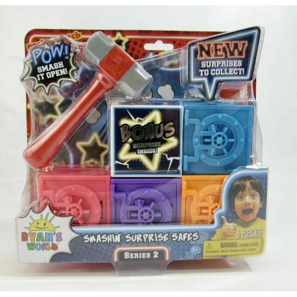 NEW Ryan's World Smashin' Surprise Safes Pocket Watch Toys Series 2 with Hammer!